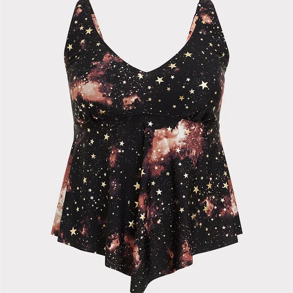 Torrid 3X 5X Tankini Swim Top Celestial Gold Stars - Picture 3 of 4